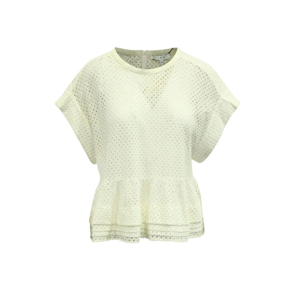 IRO Glen Layered Peplum Blouse in Cream Nylon